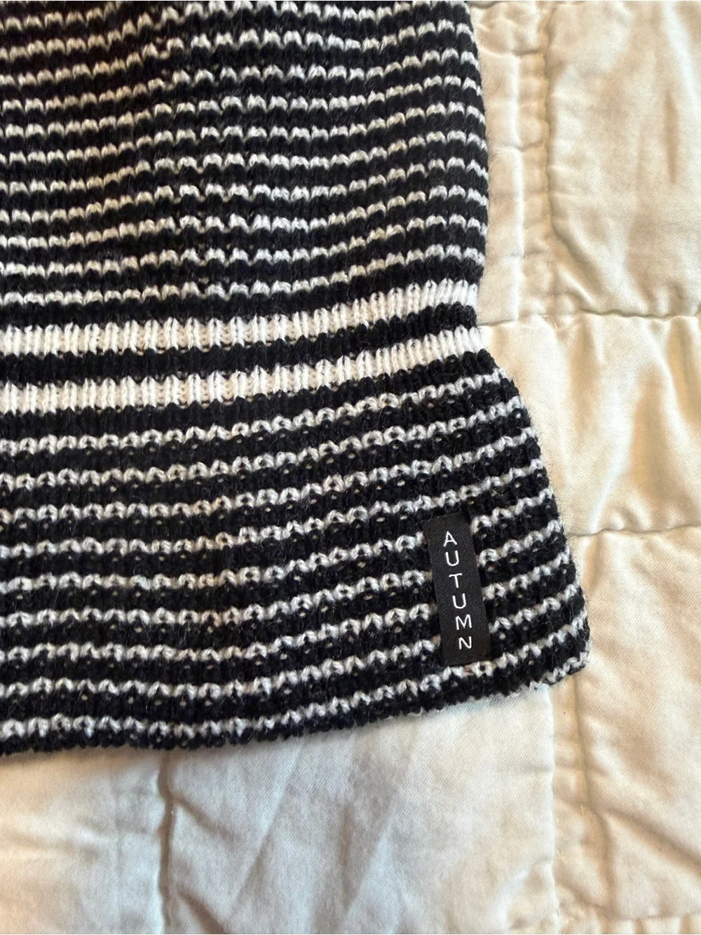 Striped Black & White Knit Balaclava